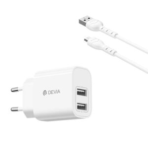 Φορτιστής ταξιδίου Lite2 2.4A Devia + καλώδιο Micro USB