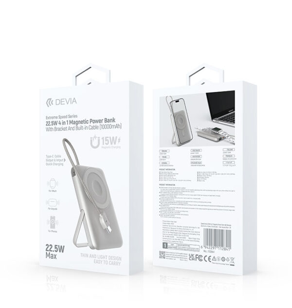 Devia Extreme Power Bank 22.5W 4σε1 Μαγνητικό με Στήριξη & Καλώδιο (10000mAh)