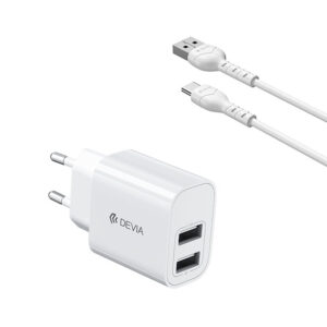Φορτιστής ταξιδίου Lite2 2.4A Devia + καλώδιο Type C - Image 1